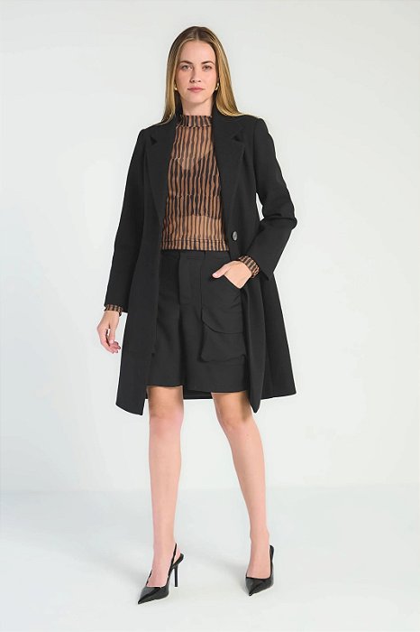 MYPLACE BERMUDA CREPE BOLSOS FRONTAIS - PRETO