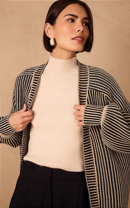 DRESS TO BLUSA TRICOT GOLA ALTA - OFF POLVILHO