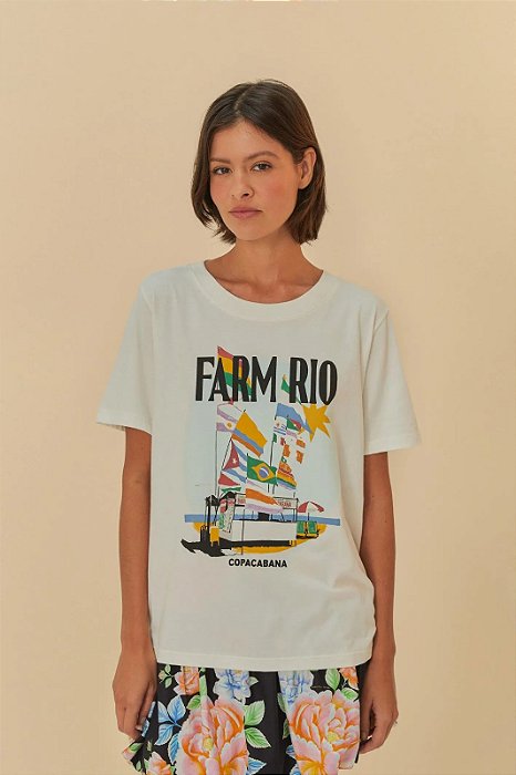 FARM T-SHIRT FIT ESTAMPADA  FARM RIO COPACABANA OFF