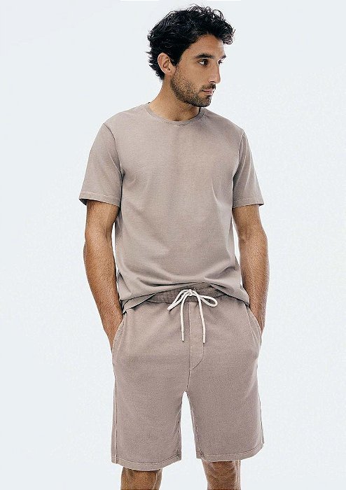 HERING BERMUDA MASCULINA EM MALHA ESTORNADA - BEGE
