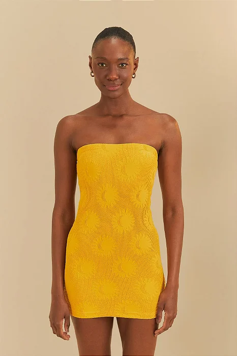 FARM BEACHWEAR VESTIDO SAIA MARE DE SOL - AMARELO