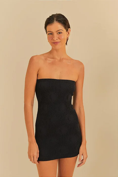 FARM BEACHWEAR VESTIDO SAIA MARE DE SOL PRETO