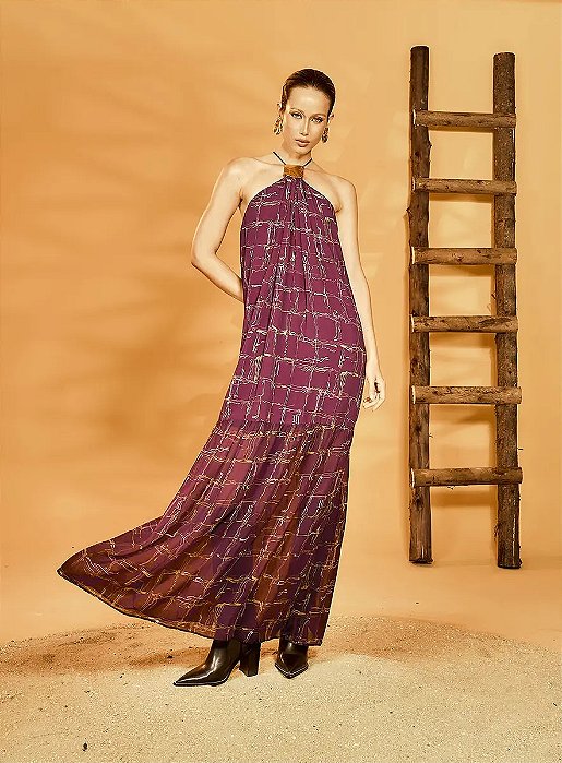 ISY VESTIDO ESTAMPADO SKETCH GRID ROX