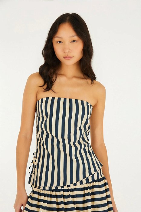 FARM BLUSA SEM ALÇA LISTRA
