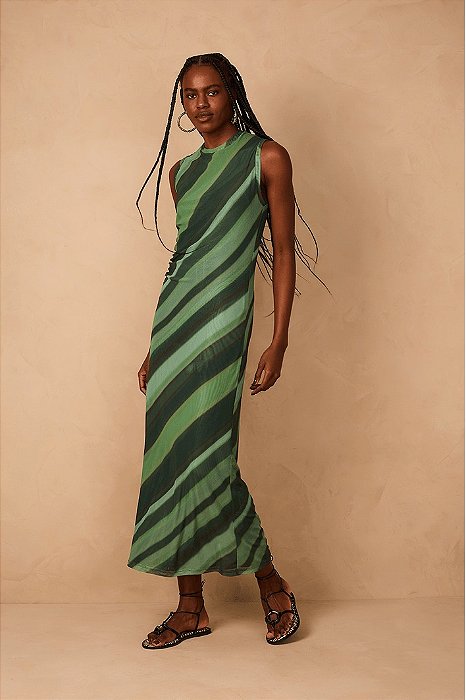 DRESS TO VESTIDO TULE TORCIDO ESTAMPA FLORESTA
