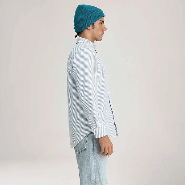 LEVIS CAMISA AUTHENTIC BUTTON DOWN AZUL COM LISTRA MANGA LONGA
