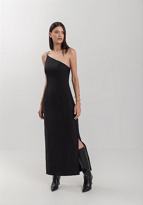 LEZ A LEZ VESTIDO LONGO ALÇA ÚNICA COM DETALHE METALIZADO