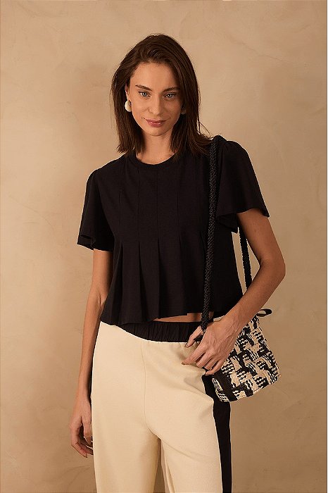 DRESS TO BLUSA BATINHA COM PREGAS - PRETO