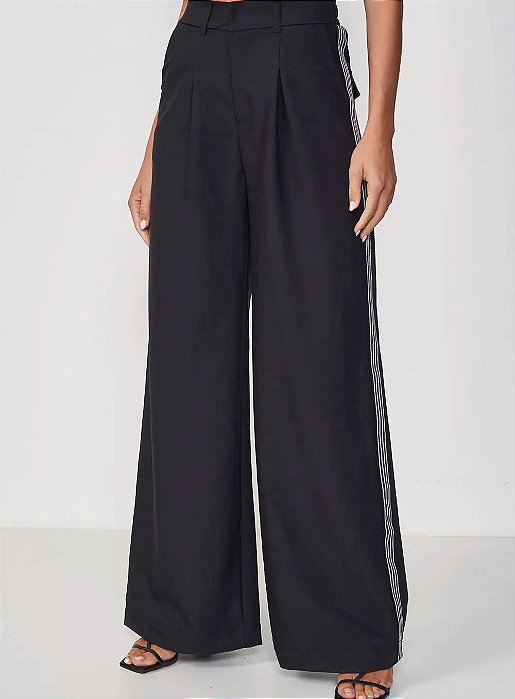 COLCCI CALÇA FEMININA PANTALONA AMPLA CÓS COM ELÁSTICO - PRETO
