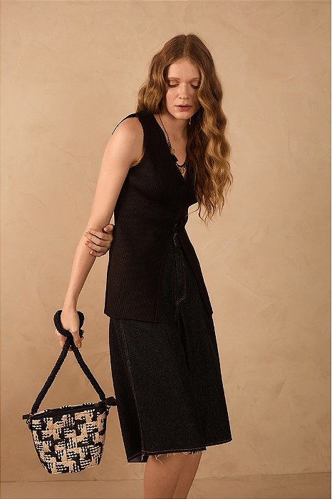 DRESS TO BLUSA TRICOT COLETE ALONGADO - PRETO