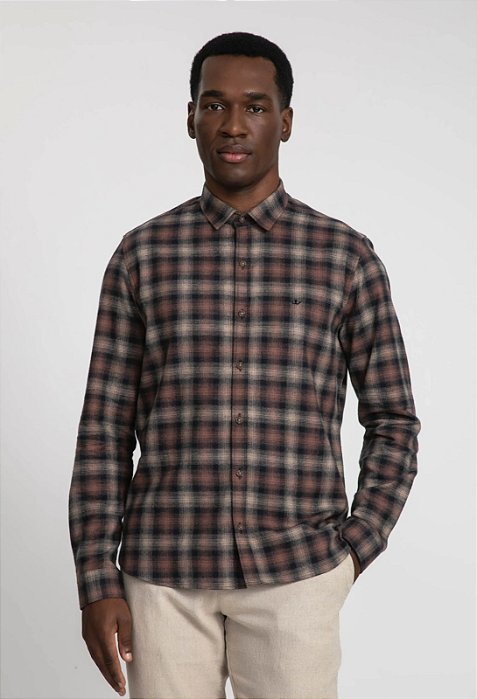 DOCTHOS CAMISA SLIM MANGA LONGA FLANELA XADREZ