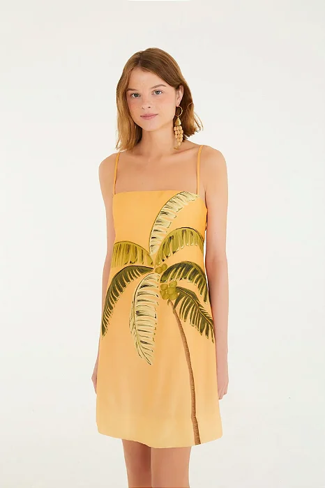 FARM FARM VESTIDO CURTO ITACARE COQUEIRO LARANJA