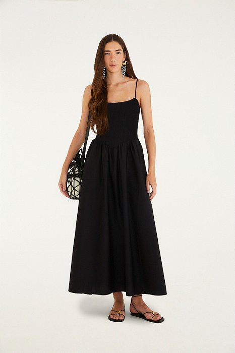 FARM VESTIDO CORSELET LASTEX PRETO