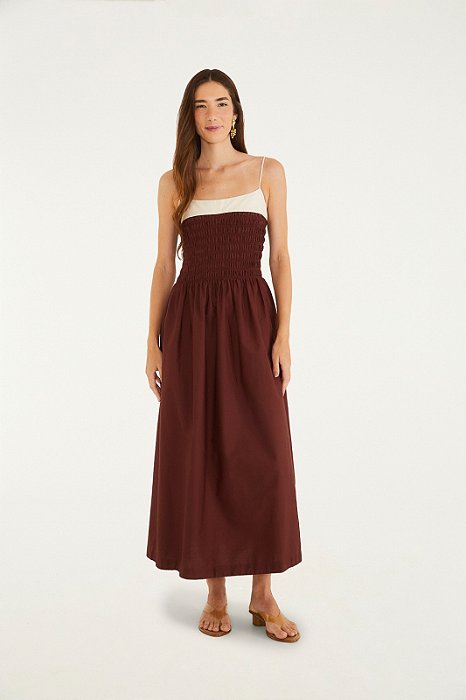 FARM VESTIDO BICOLOR LASTEX
