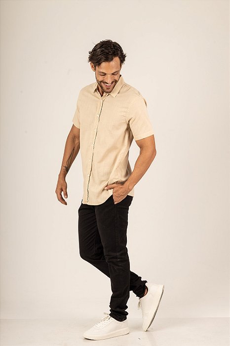 LEHUA CAMISA MANGA CURTA CLASSICA - CAQUI