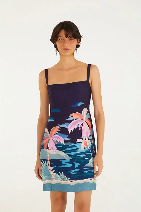 FARM VESTIDO CURTO ESTAMPADO LUAR