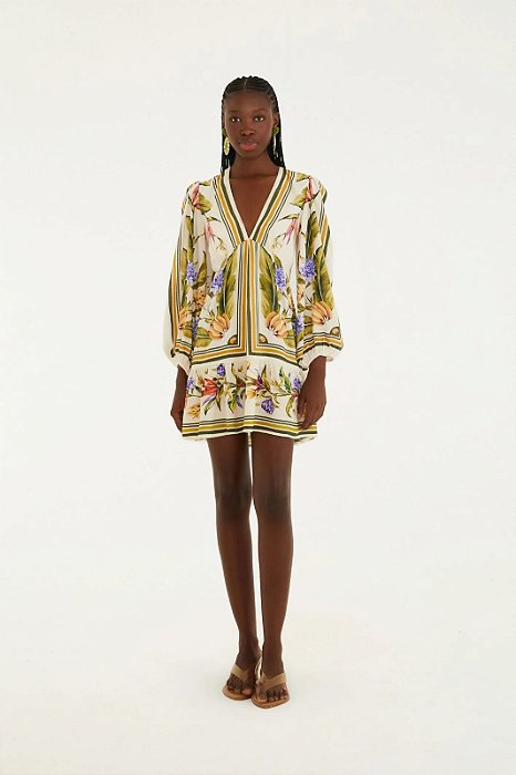 VESTIDO CURTO LENÇO TROPICAL