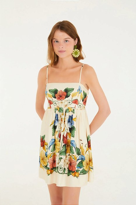 FARM VESTIDO CURTO TROPICALZINHO LENÇO