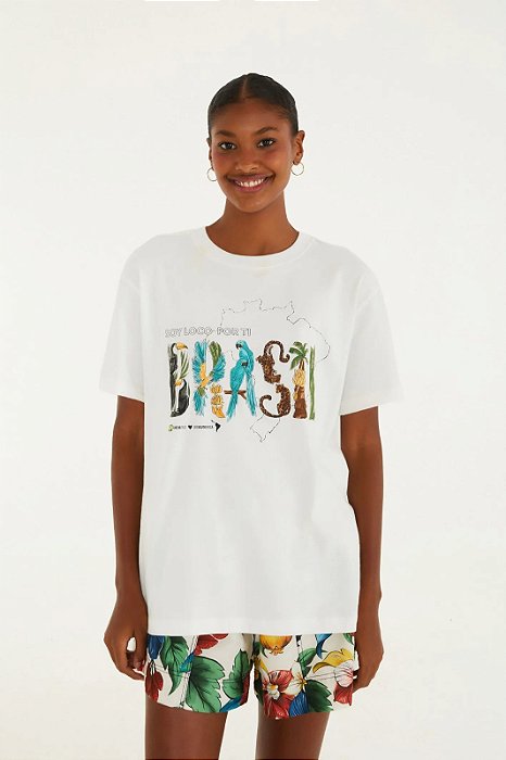 FARM T-SHIRT MEDIA SOY BRASIL OFF WHITE