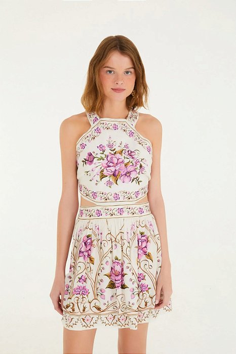 FARM VESTIDO CURTO POESIA DE FLOR