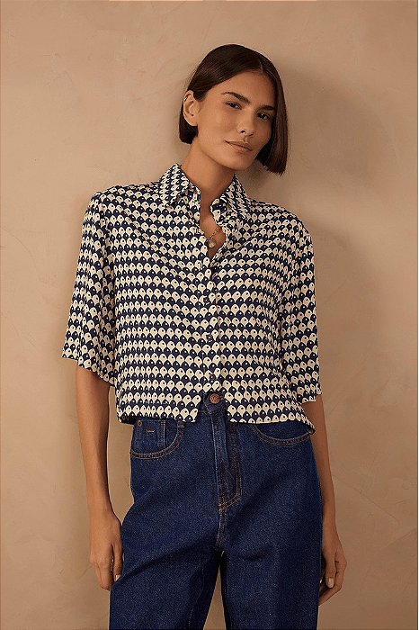 DRESS TO CAMISA CROPPED ESTAMPA ESCAMA AZUL