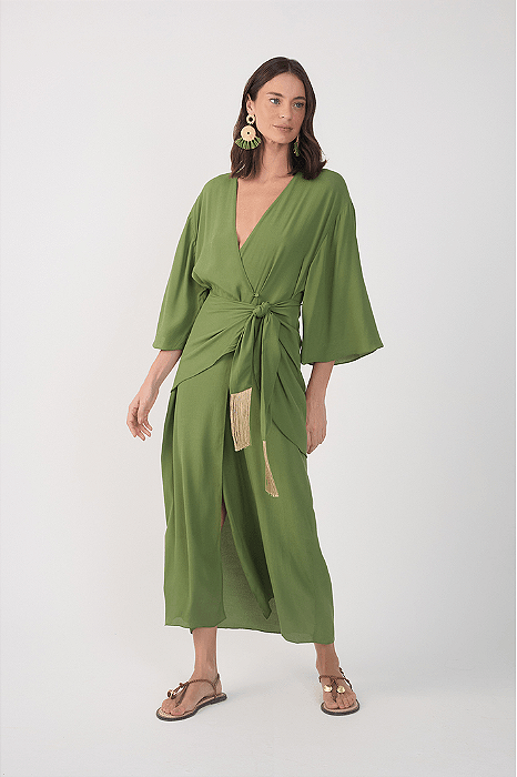 DRESS TO VESTIDO CROPPED CREPE PAREO - VERDE COCO