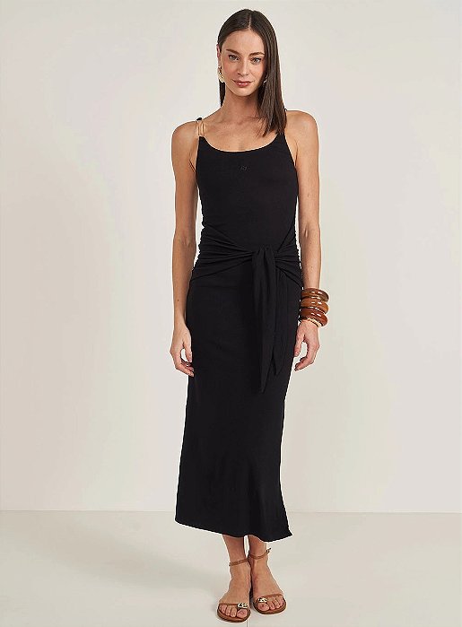 COLCCI VESTIDO MIDI ALÇA EM METAL SLIM - PRETO