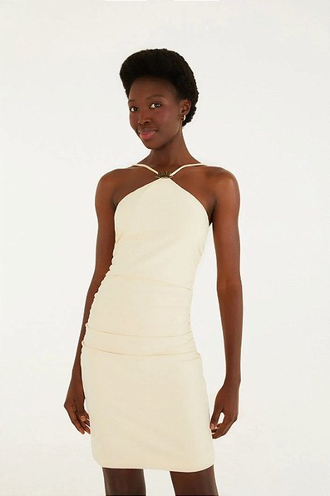 FARM VESTIDO CURTO AVIAMENTO BEGE WHITECAP