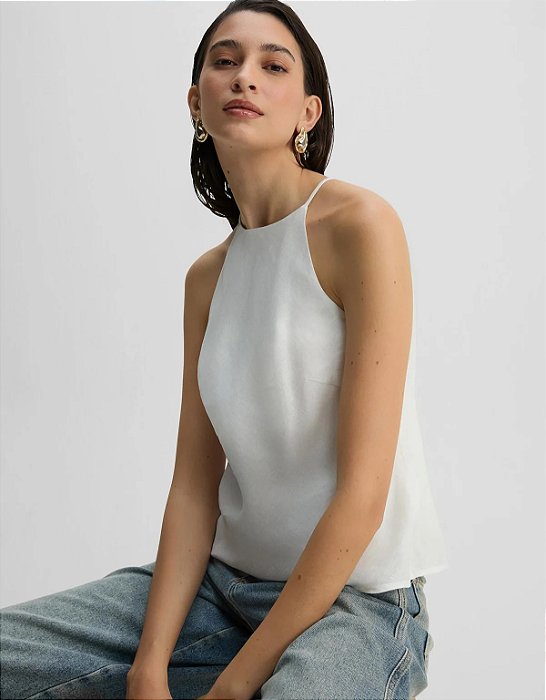 SHOULDER BLUSA LINHO CAVA AMERICANA