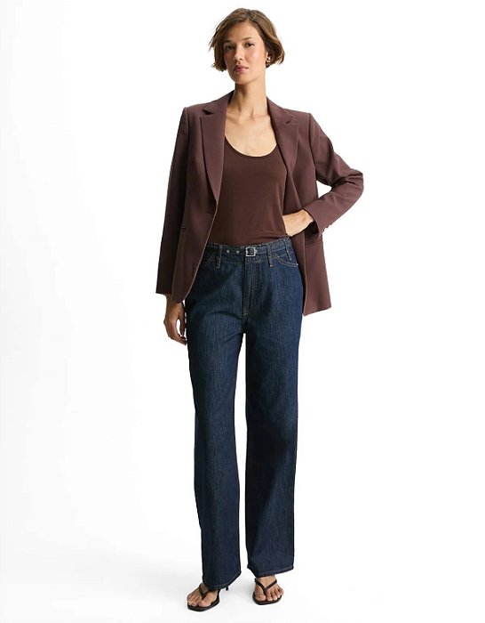 SHOULDER CALÇA JEANS RETA CINTO