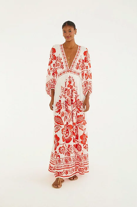 FARM VESTIDO LONGO NOITE DE PÁSSARO