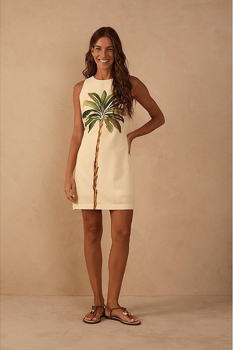 DRESS TO VESTIDO LINHO ESTAMPA TROPICANA