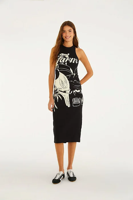 FARM VESTIDO MIDI RIB TUCANO PRAIA FARM RIO