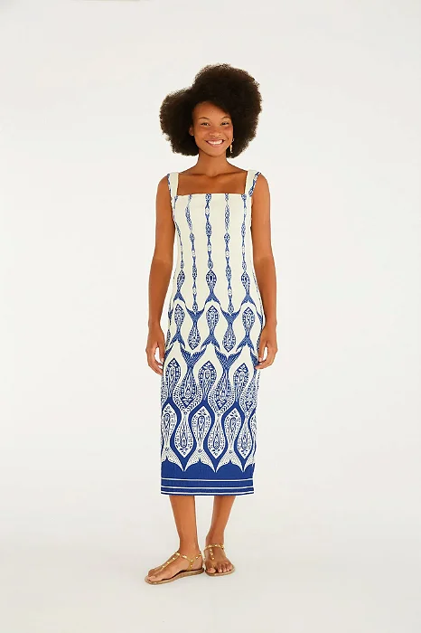 FARM VESTIDO ALÇA ESTAMPADO MAR DE ESTRELAS