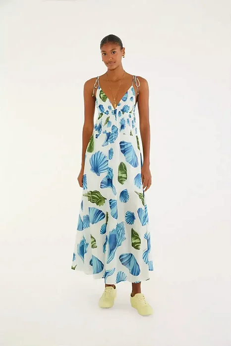 FARM VESTIDO LONGO CONCHA LITORAL