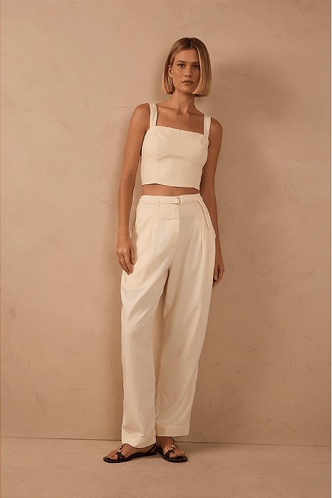 DRESS TO CALCA LINHO CENOURA OFF NEVOA