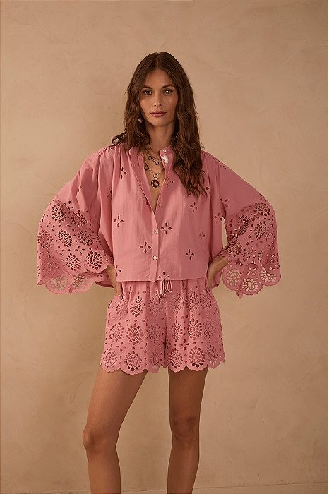 DRESS TO CAMISA ALGODAO BORDADO BARRADO ROSA ALVORADA