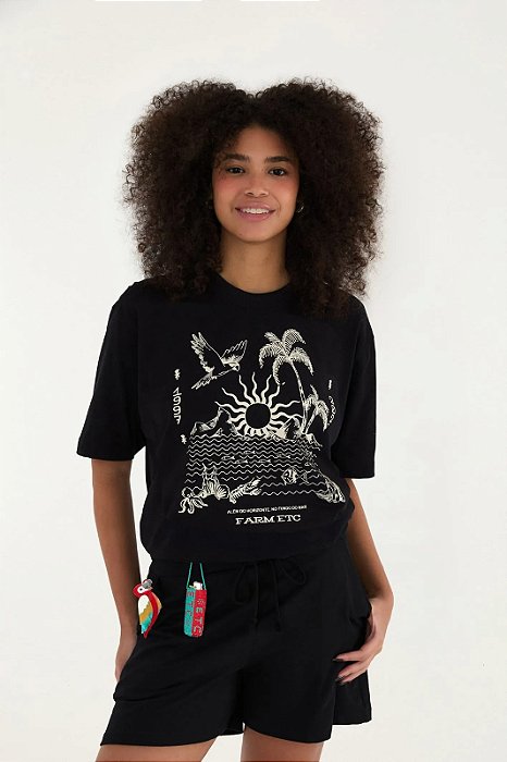 FARM T SHIRT IPANEMA SILK FUNDO DO MAR PT