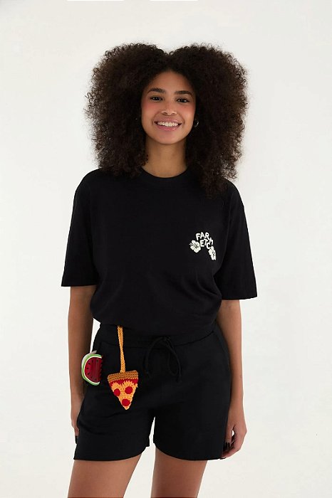 FARM T SHIRT IPANEMA SILK OASIS LATINO PRETA