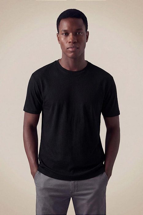 RESERVA CAMISETA REGULAR WAFFLE PRETA