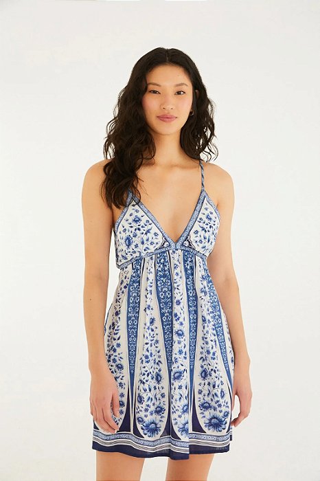 FARM VESTIDO CURTO PORCELANA