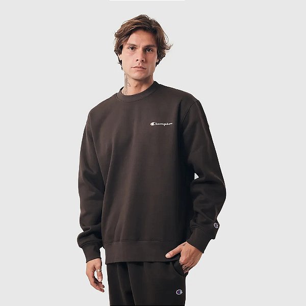 CHAMPION MOLETOM CREWNECK ATHLETIC C LOGO COFFEE