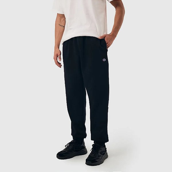 CHAMPION CALCA MOLETOM ELASTICO C LOGO BLACK