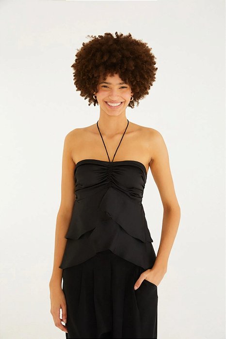 FARM BLUSA BABADOS CETIM