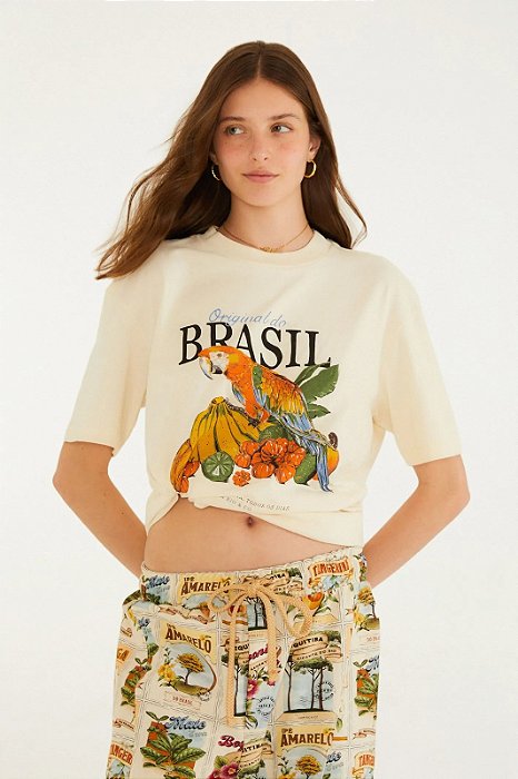 FARM TSHIRT MEDIA ORIGINAL DO BRASIL BEGE