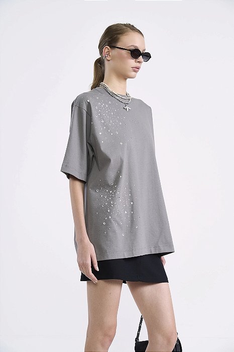COLCCI CAMISETA COM APLICACAO CINZA ALITA