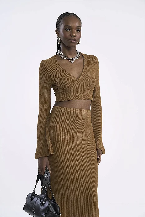 COLCCI BLUSA MARROM EVERMORE