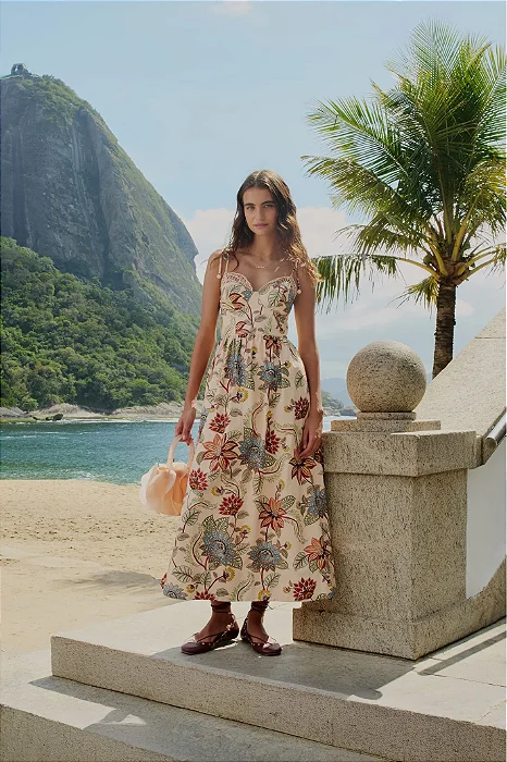 FARM VESTIDO LONGO ALCAS FLORAL DELHI