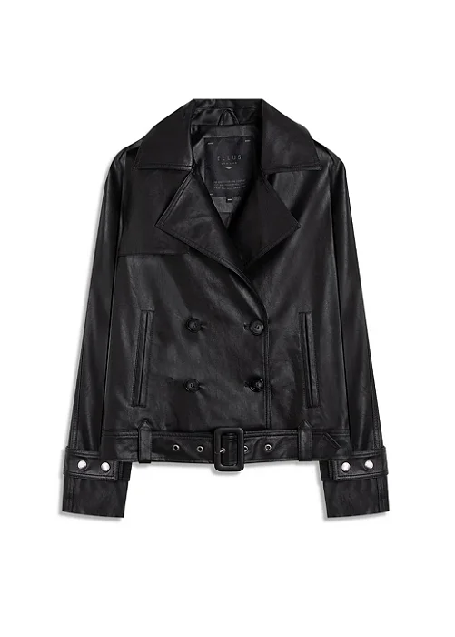 ELLUS VEGAN LEATHER COATS DOUBLE BREASTED