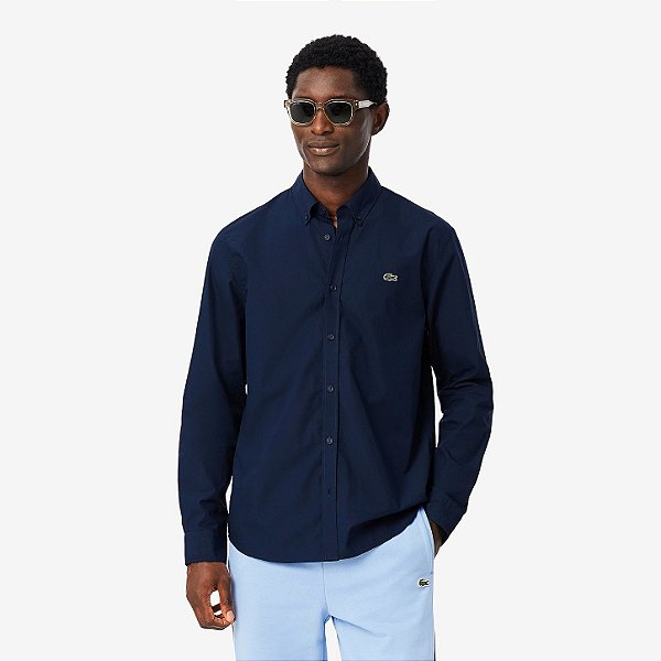 LACOSTE CAMISA MODELAGEM RETA EM POPELINE STRETCH